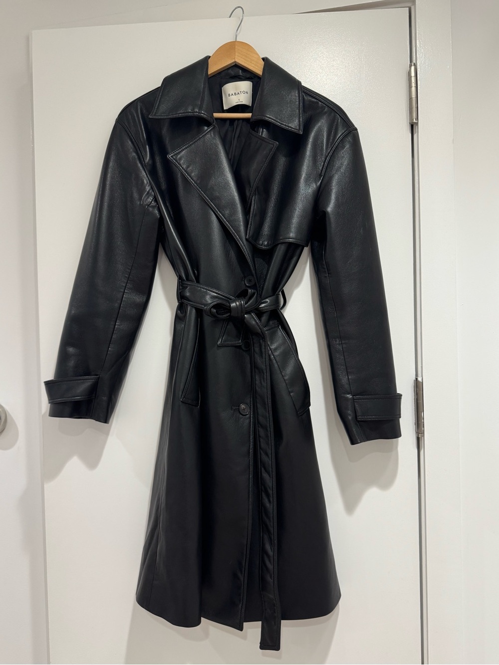 Aritzia New Tabloid Trench Coat - Black Faux Leather - Picture 3 of 6